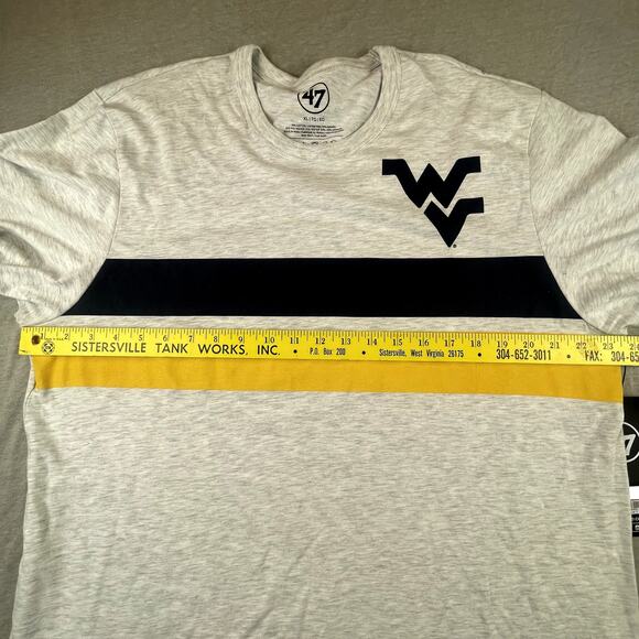 WVU West Virginia University New Gray Retro Striped Tee Gray Mountaineers XL NWT - Picture 5 of 6
